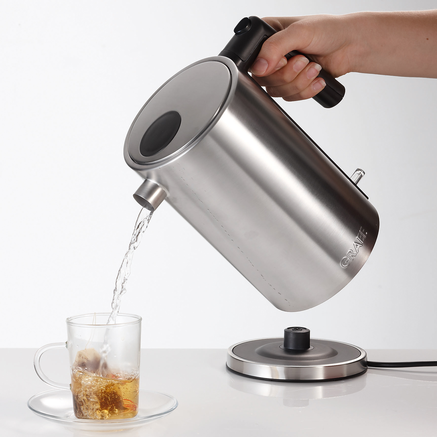 GRAEF WK 600 Wasserkocher, Edelstahl gebürstet/Schwarz