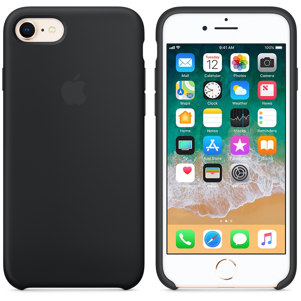 APPLE IPHONE 8 / 7 SILICONE CASE - BLACK  voor   