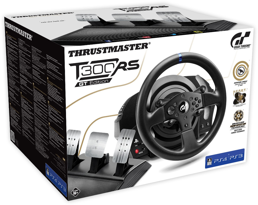 Thrustmaster T300RS GT Edition racestuur en pedalen in een doos, PS4/PS3 compatibel.