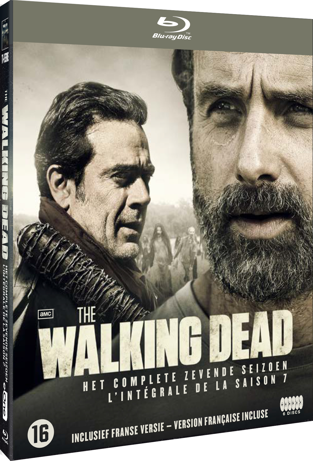 Jaquette Blu-ray pour The Walking Dead, avec personnages et texte.
