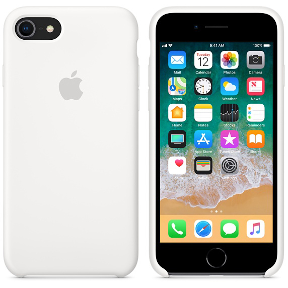APPLE Silikon iPhone Weiß Case, Apple, 8, 7, Backcover, iPhone