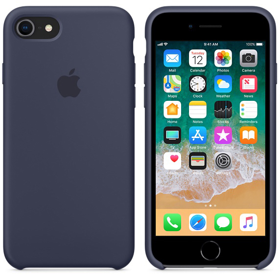 APPLE Silikon Case, Backcover, Apple, iPhone 7, iPhone 8, Mitternachtsblau
