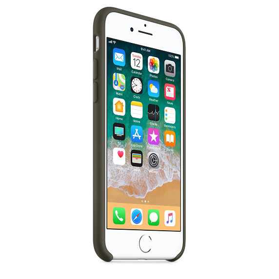 APPLE Silikon Case, Backcover, Apple, iPhone 8, iPhone 7, Dunkeloliv