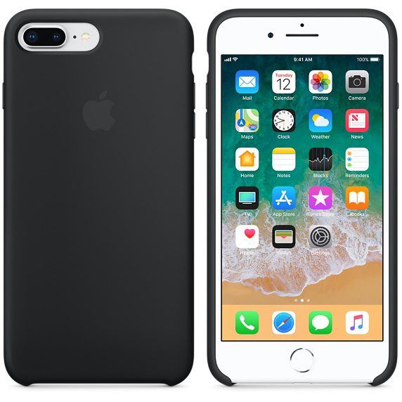 APPLE Silikon Case, Backcover, Apple, iPhone 7 Plus, iPhone 8 Plus, Schwarz