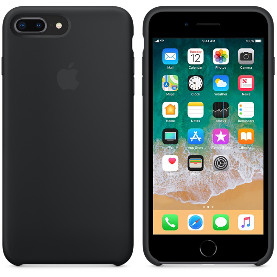 APPLE Silikon Case, Backcover, 8 Schwarz Apple, Plus, iPhone 7 Plus, iPhone