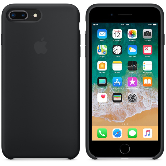 APPLE Silikon Case, Backcover, Apple, iPhone 7 Plus, iPhone 8 Plus, Schwarz