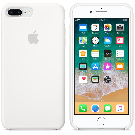 APPLE Silikon Case, Backcover, Apple, iPhone 7 Plus, iPhone 8 Plus, Weiß