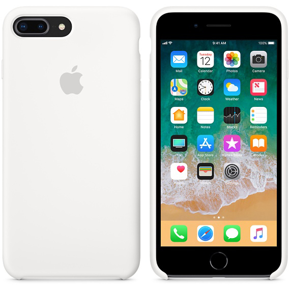 APPLE Silikon Case, Backcover, Apple, iPhone 7 Plus, iPhone 8 Plus, Weiß