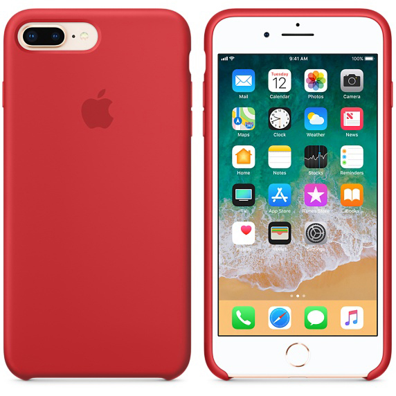 APPLE Silikon Case, Backcover, Apple, iPhone 7 Plus, iPhone 8 Plus, Rot