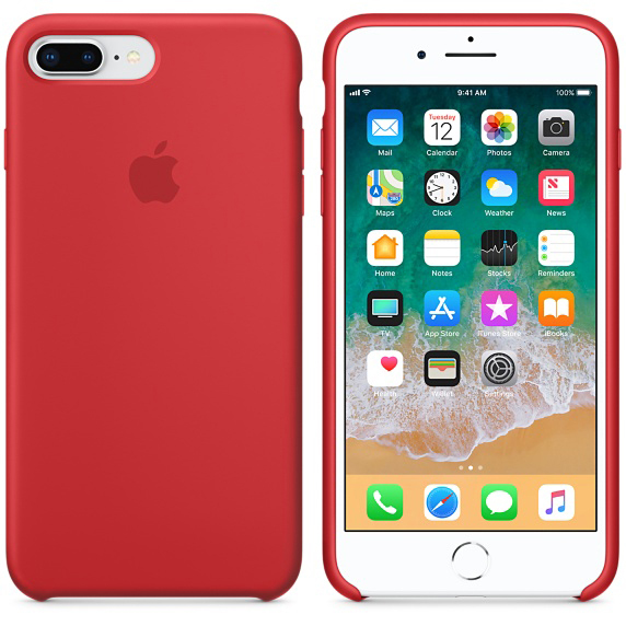 APPLE Silikon Case, Backcover, Apple, iPhone 7 Plus, iPhone 8 Plus, Rot