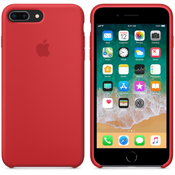 APPLE Silikon Case, Backcover, Apple, iPhone 7 Plus, iPhone 8 Plus, Rot