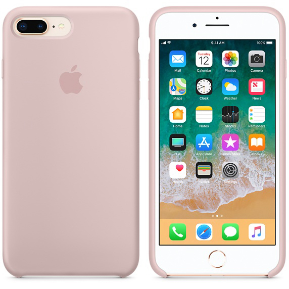 APPLE Silikon Case, Backcover, Apple, iPhone 7 Plus, iPhone 8 Plus, Sandrosa