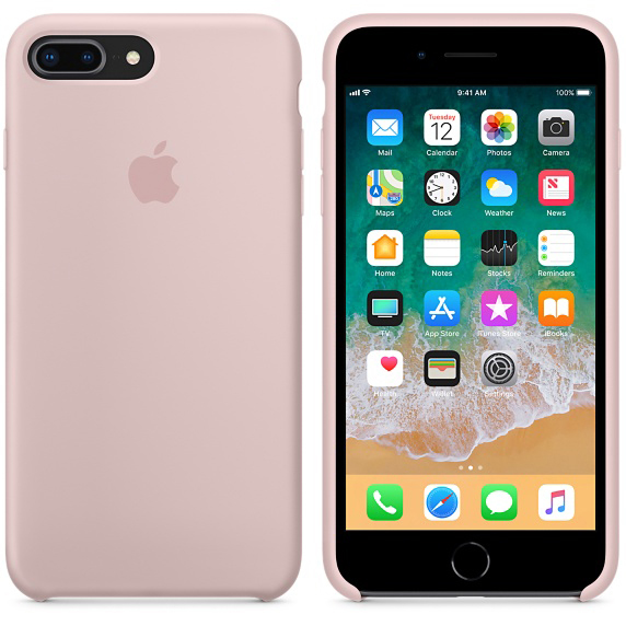 APPLE Silikon Case, Backcover, Apple, iPhone 7 Plus, iPhone 8 Plus, Sandrosa