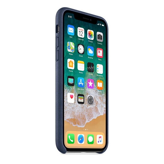 APPLE Leder Case, Backcover, Apple, iPhone X, Mitternachtsblau