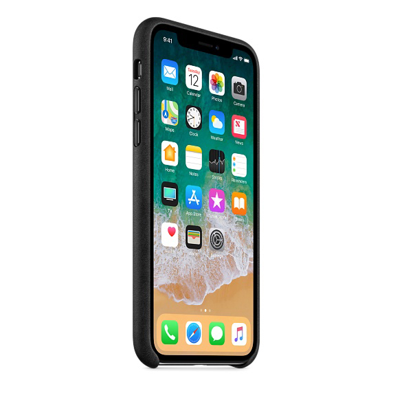 APPLE Leder Case, Backcover, Apple, iPhone X, Schwarz