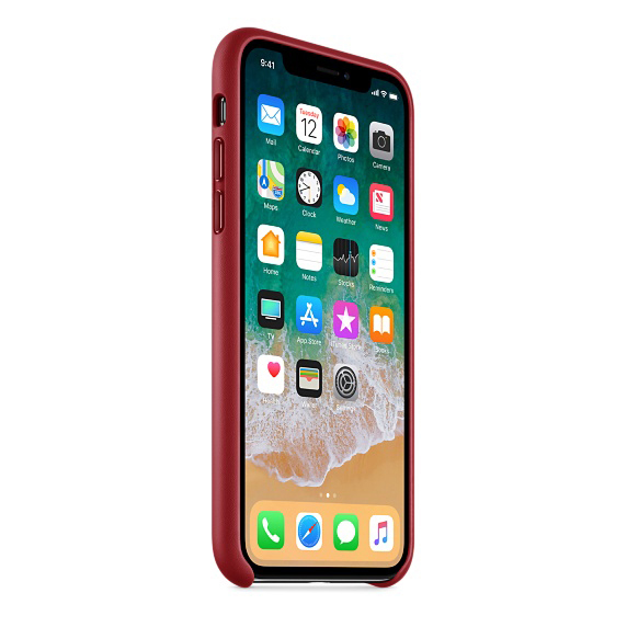APPLE Leder Case, Backcover, Apple, iPhone X, Rot
