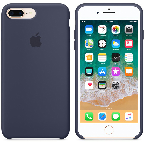 APPLE Silikon Case, Backcover, Apple, iPhone 7 Plus, iPhone 8 Plus, Mitternachtsblau