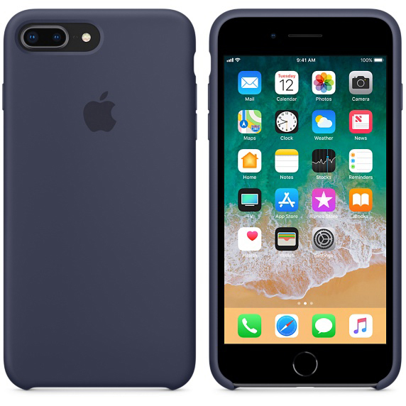 APPLE Silikon Case, Backcover, Apple, iPhone 7 Plus, iPhone 8 Plus, Mitternachtsblau
