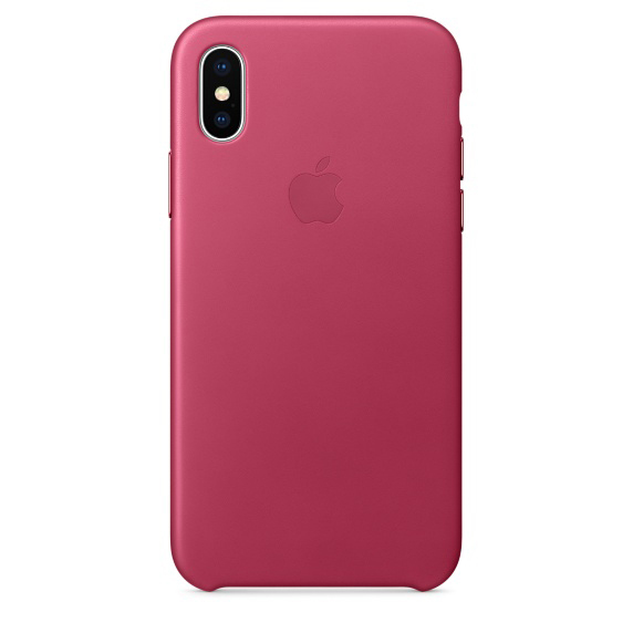APPLE Leder Case, Fuchsienpink Apple, iPhone X, Backcover