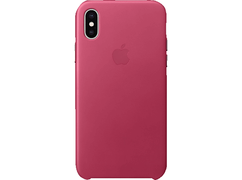 APPLE Leder Case, Fuchsienpink Apple, iPhone X, Backcover
