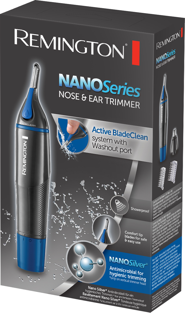 Remington NanoSeries orr- és fülszőrzetvágó doboza. A termék a homlokzaton látható.