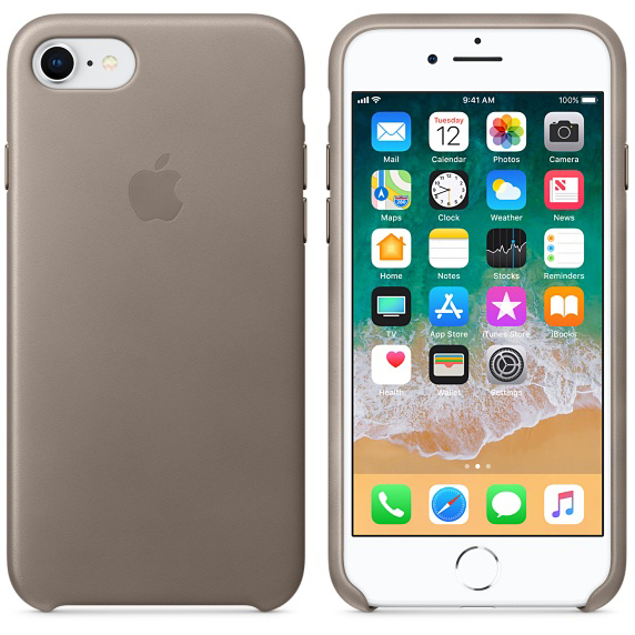 APPLE Leder Case, Backcover, Apple, iPhone 8, iPhone 7, Taupe
