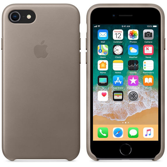 APPLE Leder Case, Backcover, Apple, iPhone 8, iPhone 7, Taupe