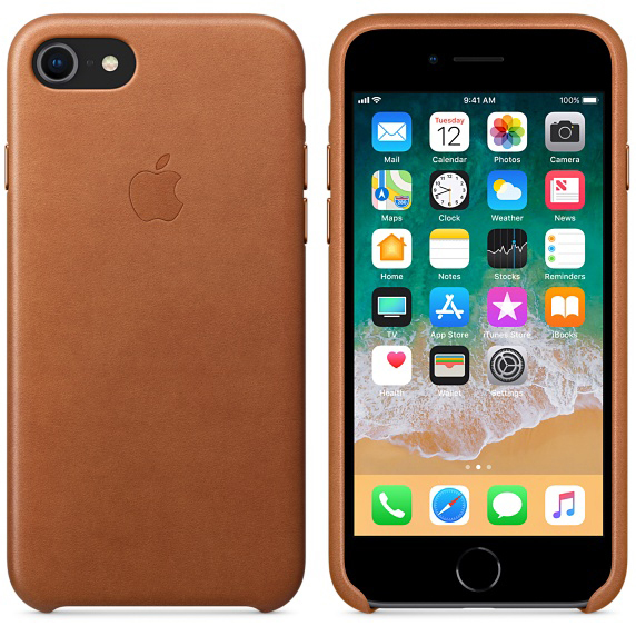 APPLE Leder Case, Backcover, Apple, iPhone 7, iPhone 8, Sattelbraun