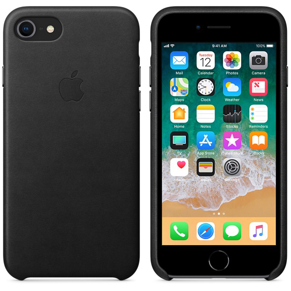 APPLE Leder Case, Backcover, Apple, Schwarz 7, iPhone iPhone 8