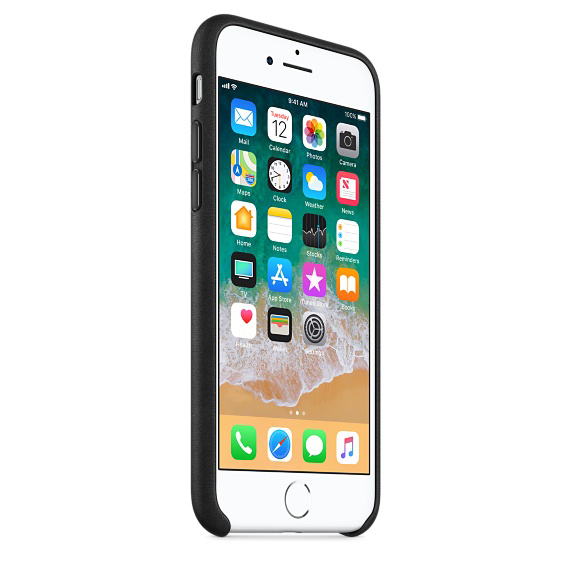 APPLE Leder Case, Backcover, Apple, iPhone 7, iPhone 8, Schwarz