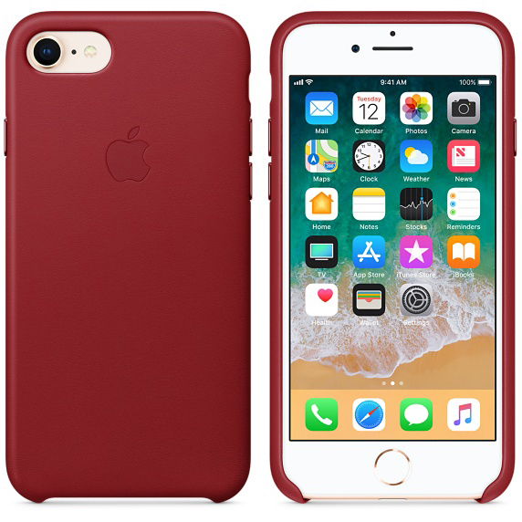 APPLE Leder Case, Backcover, Apple, Rot iPhone 8, iPhone 7