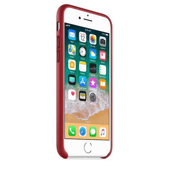 APPLE Leder Case, Backcover, Apple, iPhone 7, iPhone 8, Rot