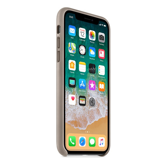 APPLE Leder Case, Backcover, Apple, iPhone X, Taupe