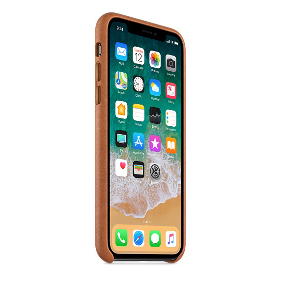 APPLE Leder Case, Backcover, Apple, iPhone X, Sattelbraun
