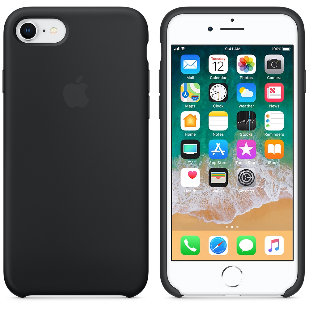 APPLE IPHONE 8 / 7 SILICONE CASE - BLACK  voor   