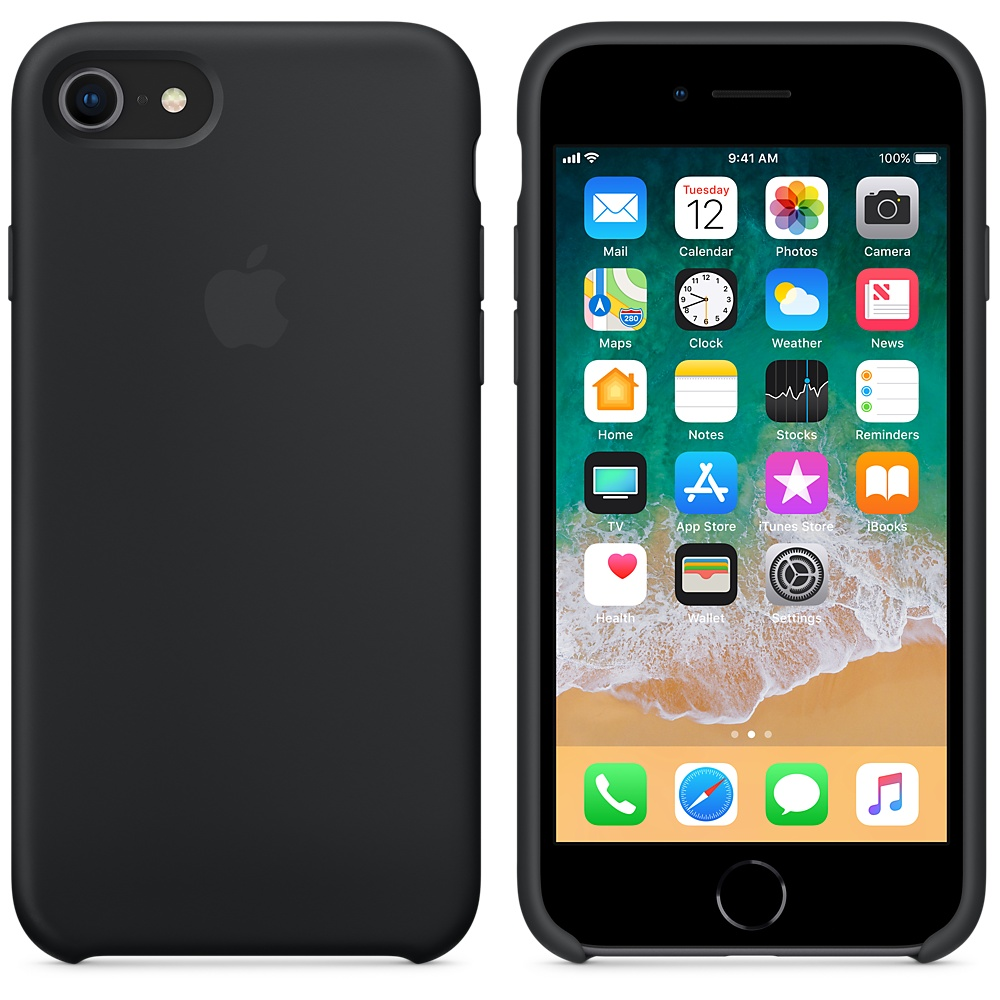 APPLE IPHONE 8 / 7 SILICONE CASE - BLACK  voor   