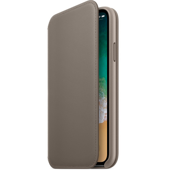 APPLE Leder Case, Bookcover, Apple, iPhone X, Taupe