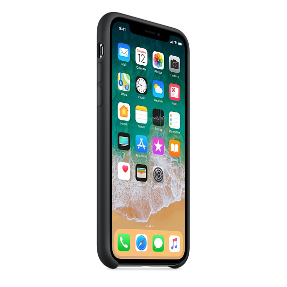 APPLE Silikon Case, Backcover, Apple, iPhone X, Schwarz