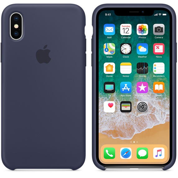APPLE Silikon Case, Backcover, Apple, iPhone X, Mitternachtsblau