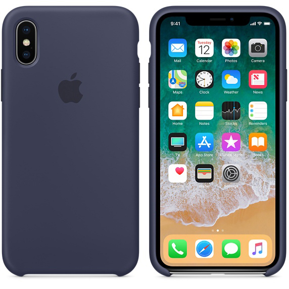 APPLE Silikon Case, Backcover, Apple, iPhone X, Mitternachtsblau