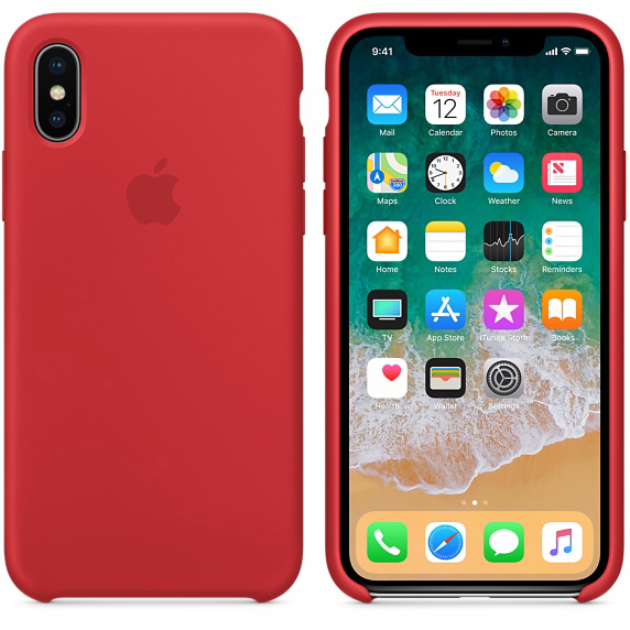 APPLE Silikon Case, Backcover, Apple, iPhone X, Rot