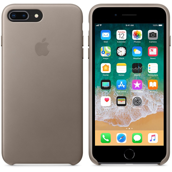 APPLE Leder Case, Backcover, Apple, iPhone 7 Plus, iPhone 8 Plus, Taupe