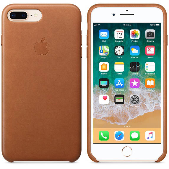 APPLE Leder Case, Backcover, Apple, iPhone 7 Plus, iPhone 8 Plus, Sattelbraun