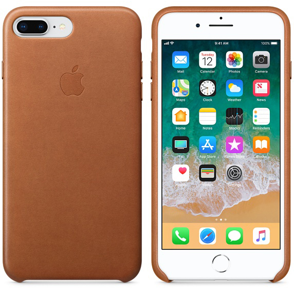 APPLE Leder Case, Backcover, Apple, iPhone 7 Plus, iPhone 8 Plus, Sattelbraun