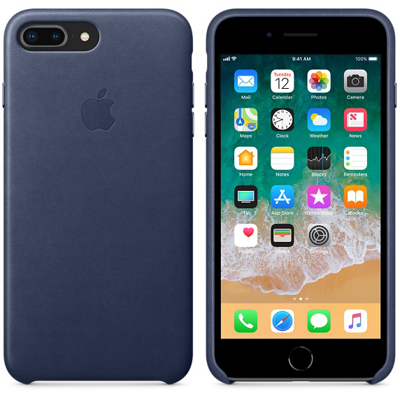 APPLE Leder Case, Backcover, Apple, iPhone 7 Plus, iPhone 8 Plus, Mitternachtsblau