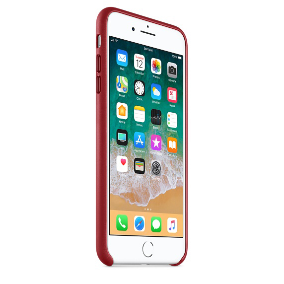 APPLE Leder Case, Backcover, Apple, iPhone 7 Plus, iPhone 8 Plus, Rot