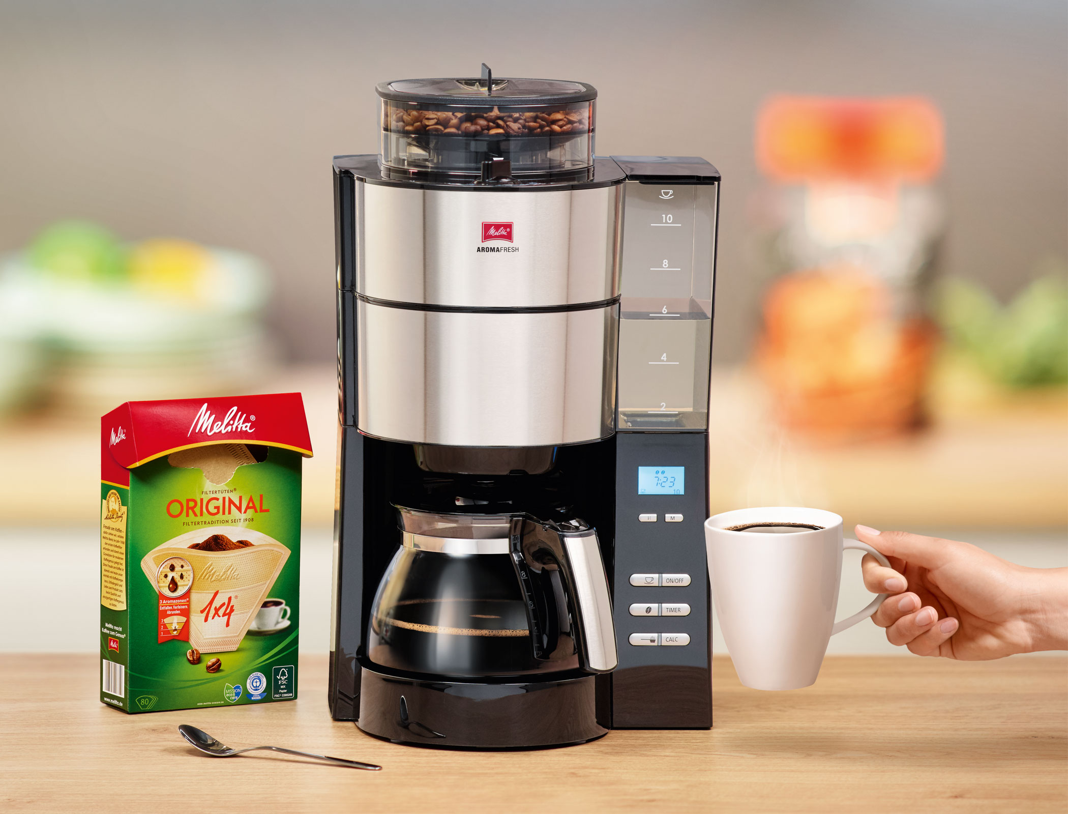 MELITTA  AromaFresh - Koffiezetapparaat - Inhoud watertank: 1,2 l - Type kan: Glazen kan - Zwart