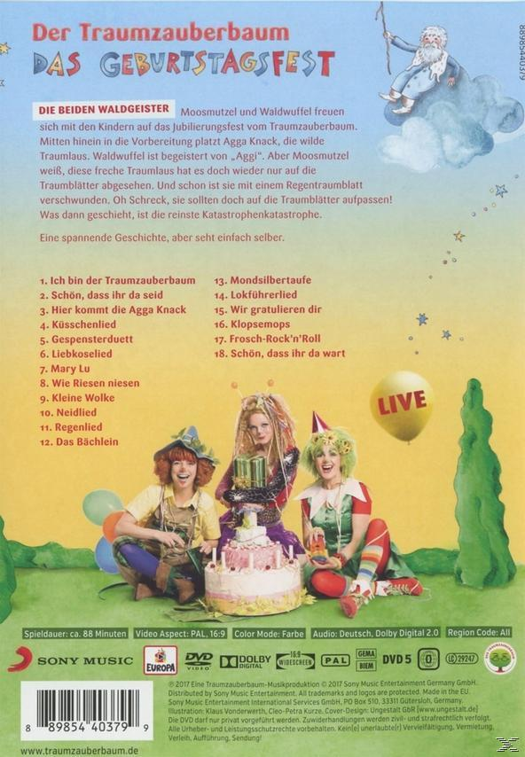 DVD-Rückseite, drei Frauen mit Kuchen, Text auf Deutsch: Der Traumzauberbaum.