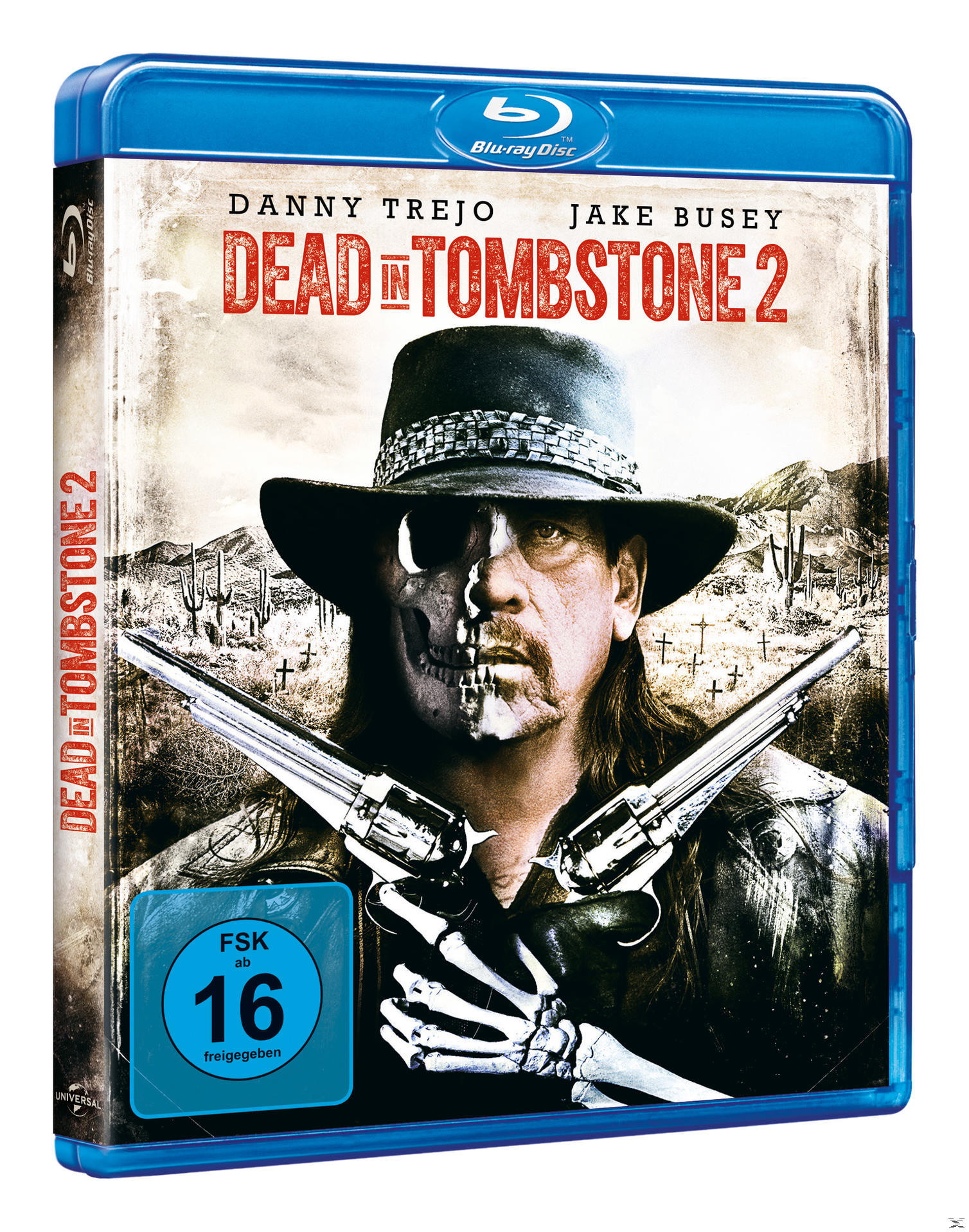 Blu-ray-Disc von 'Dead in Tombstone 2' mit Danny Trejo. Cover zeigt Mann mit Waffen.