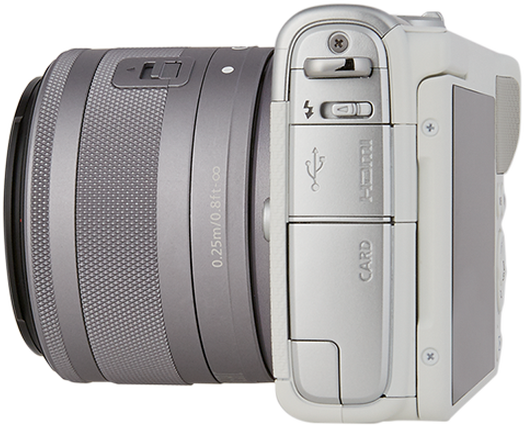 CANON EOS M100 MILC fényképezőgép, fehér + EF-M 15-45 mm IS STM + EH31FJ tok + 16GB SD kártya